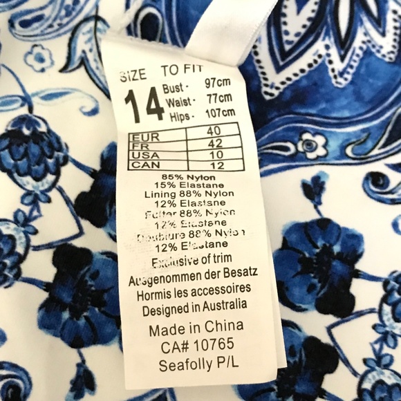 SEAFOLLY Bikini Bottom Hipster Mandala Reversible French Blue Women’s Size 10 - Picture 9 of 14